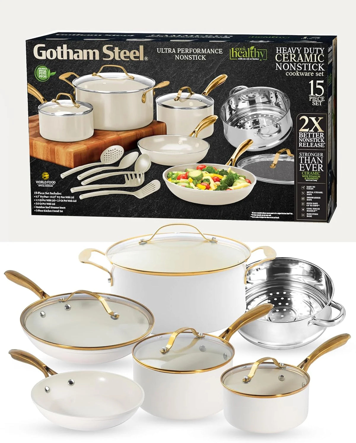 15 Pc Non Stick Ceramic Cookware Set V16760