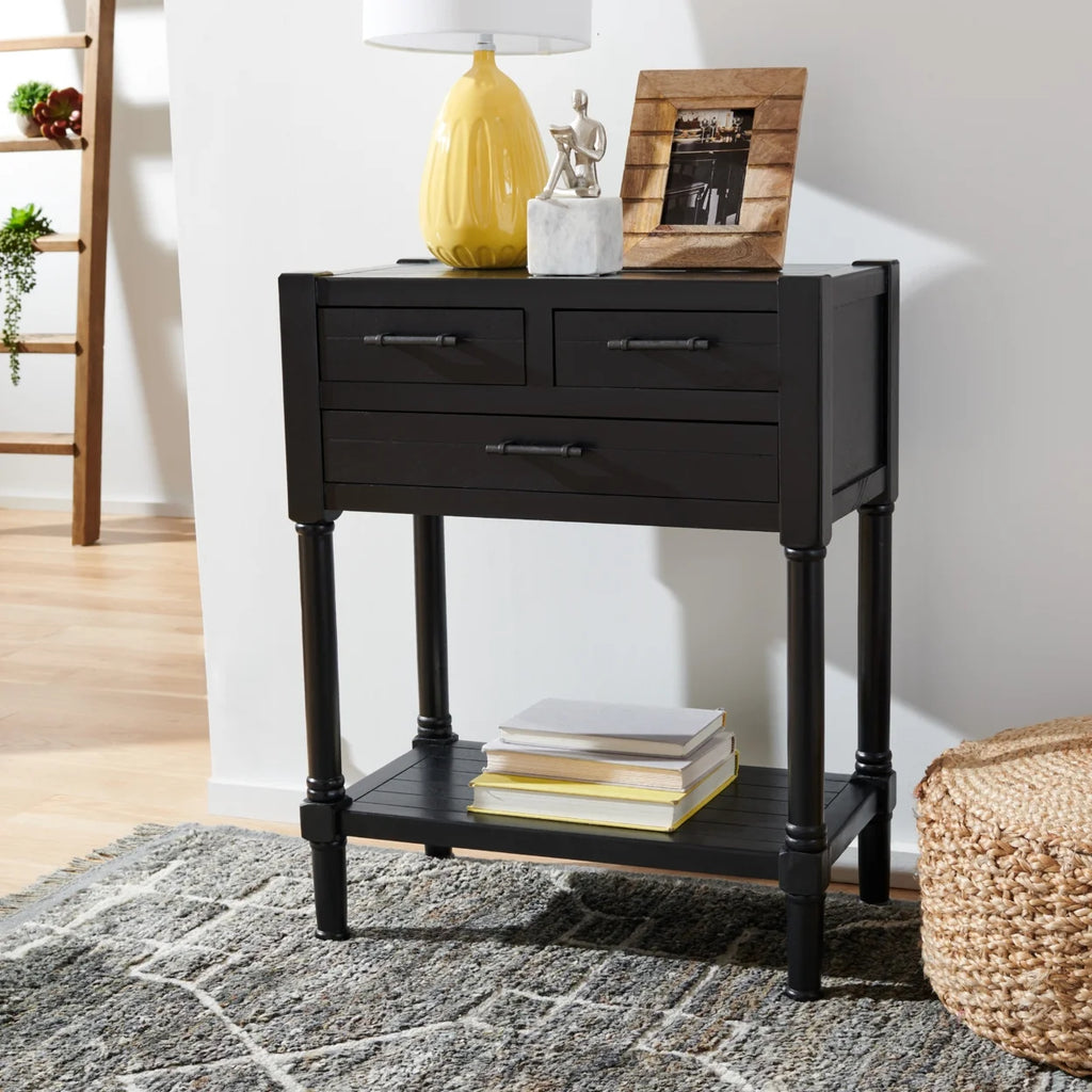 Black 3 Drawer Console Table D660