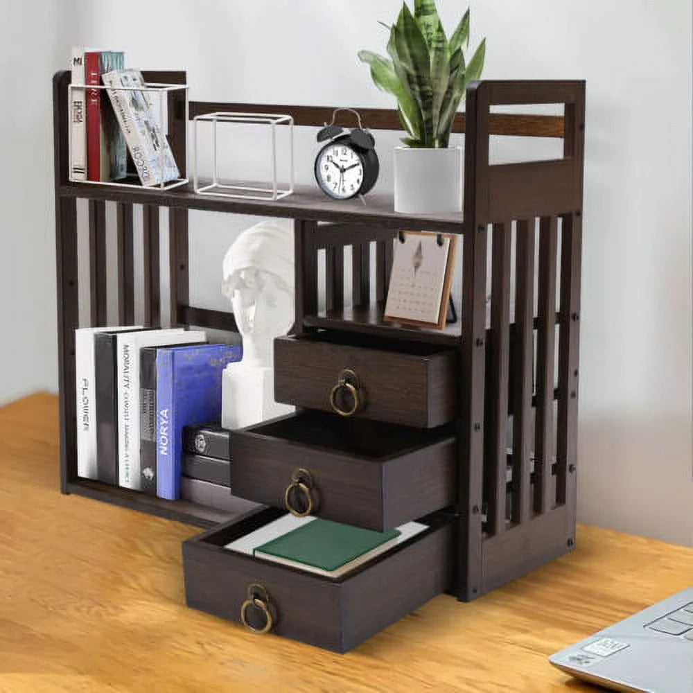 3 Drawers Bamboo Top Desktop Bookshelf Z666356