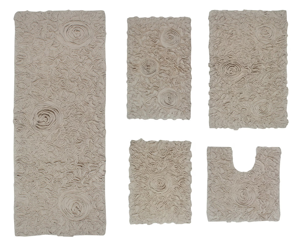 100% Cotton Tufted Bath Rugs 5 Piece Set with Runner Q46514