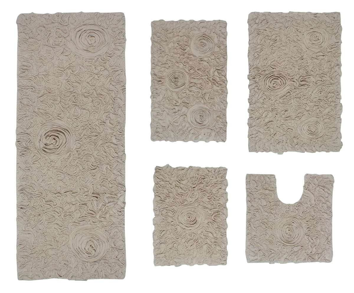 100% Cotton Tufted Bath Rugs 5 Piece Set with Runner Q46514