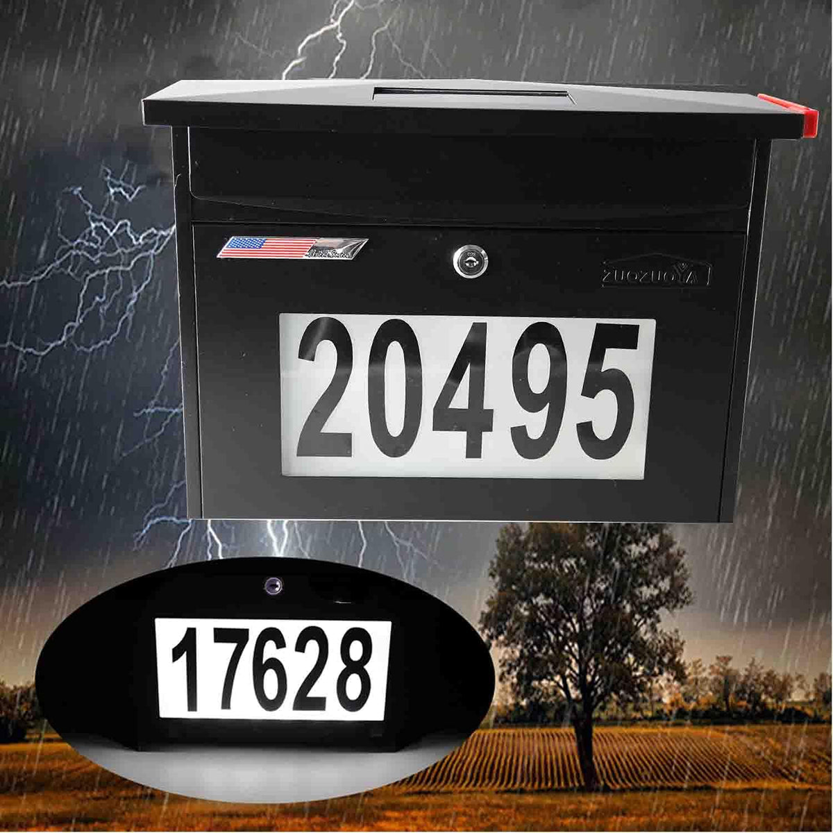 Black Wall Mount Locking Mailbox P435