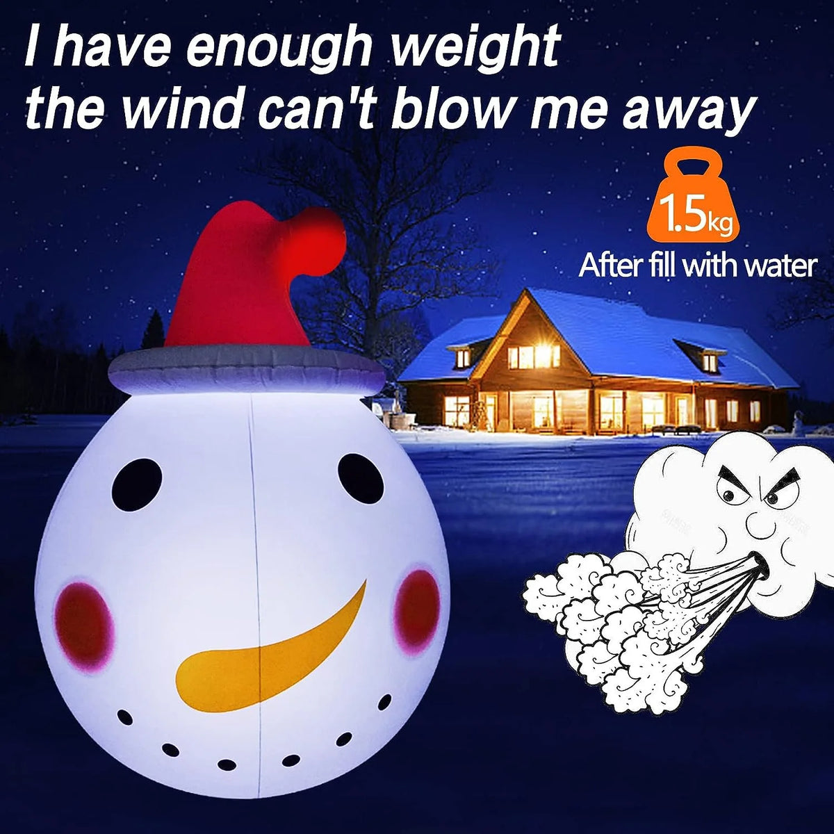 Christmas Inflatable Snowman with Rotating LED Lights T313470