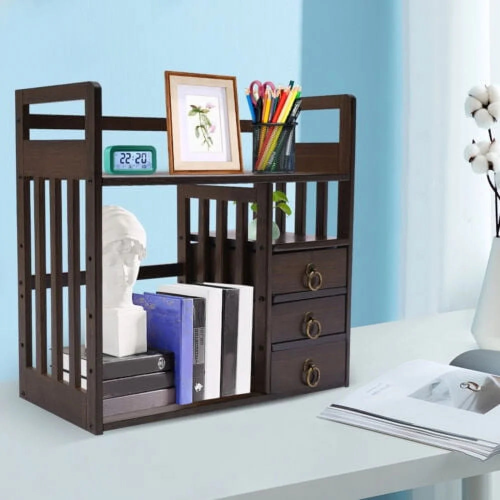 3 Drawers Bamboo Top Desktop Bookshelf Z666356