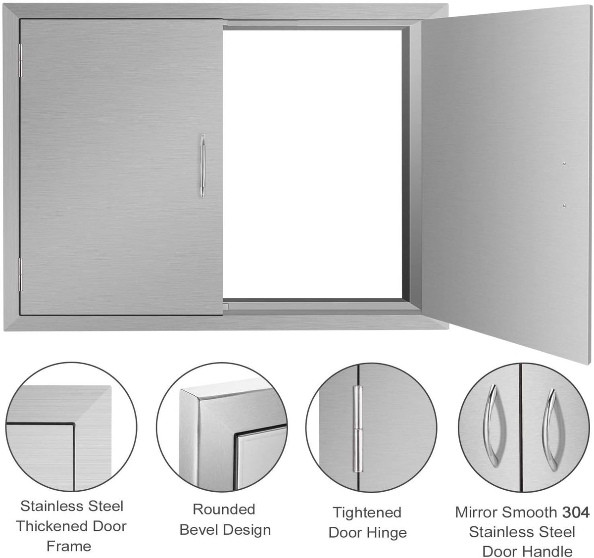 Outdoor Kitchen Stainless Steel Double Door 28W x 19H Inch P8411