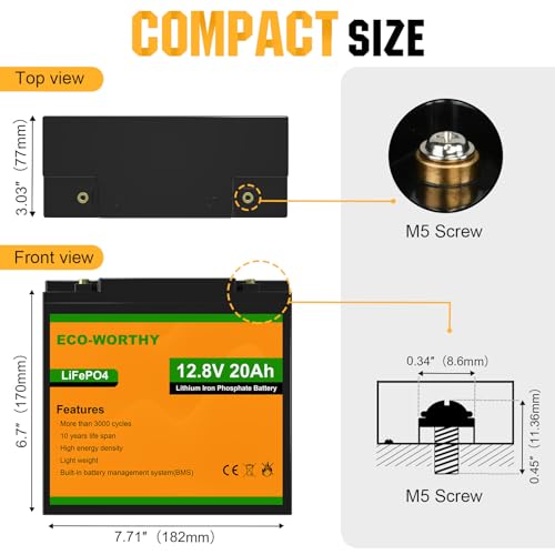 12V 20Ah Lithium LiFePO4 Battery with BMS H74560