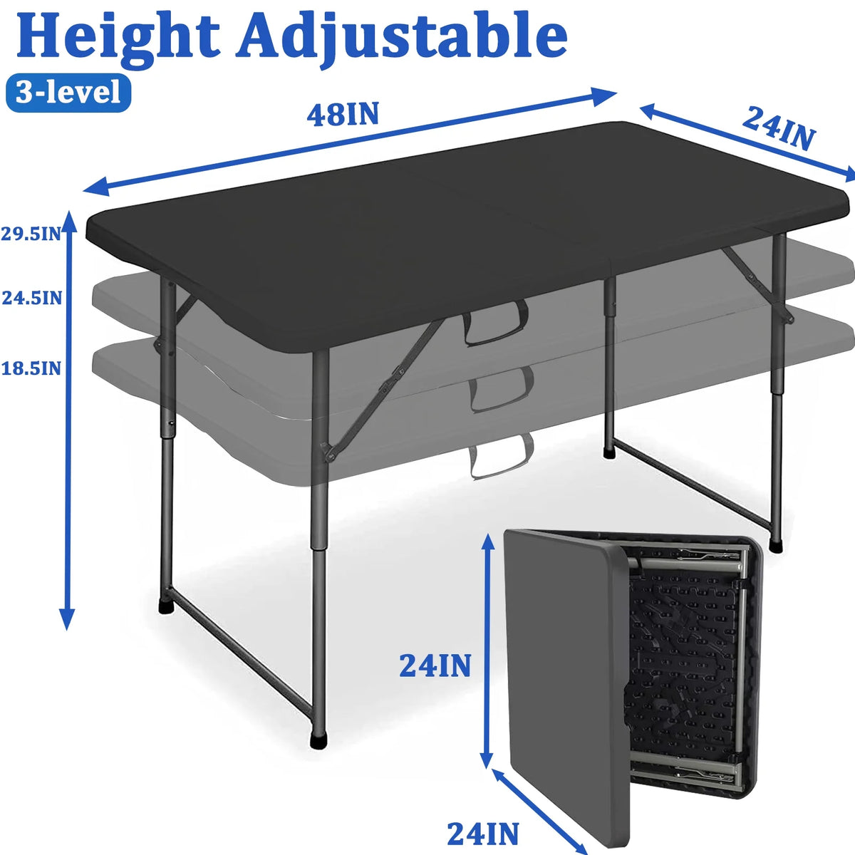 4 Foot Height Adjustable Folding Table D21308