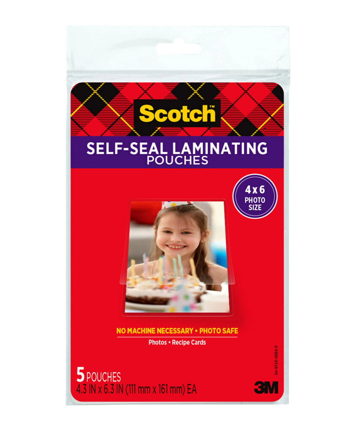 Self-Sealing Laminating Pouches 4.3 in x 6.3 in Gloss Finish 5 Pouches R1415