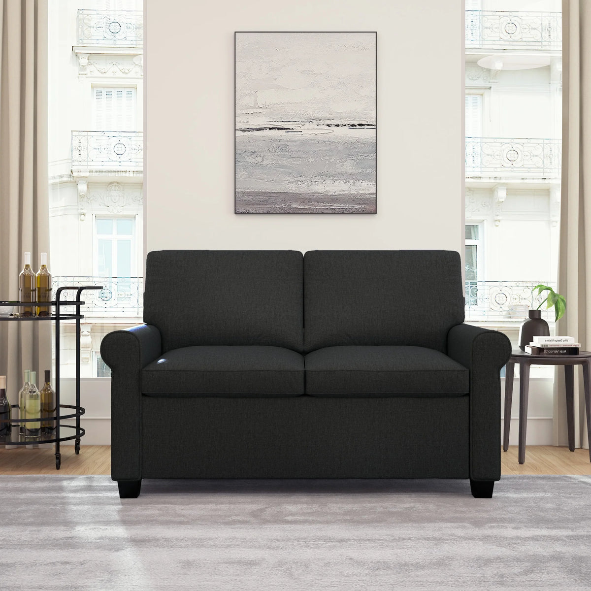 Black Twin Sleeper Loveseat G2086