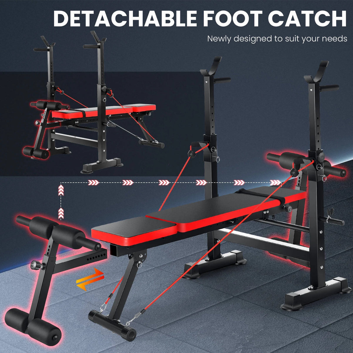 Adjustable Weight Bench Set with Barbell Rack W719