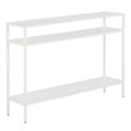 Matte White Console Table with Metal Shelves E12902