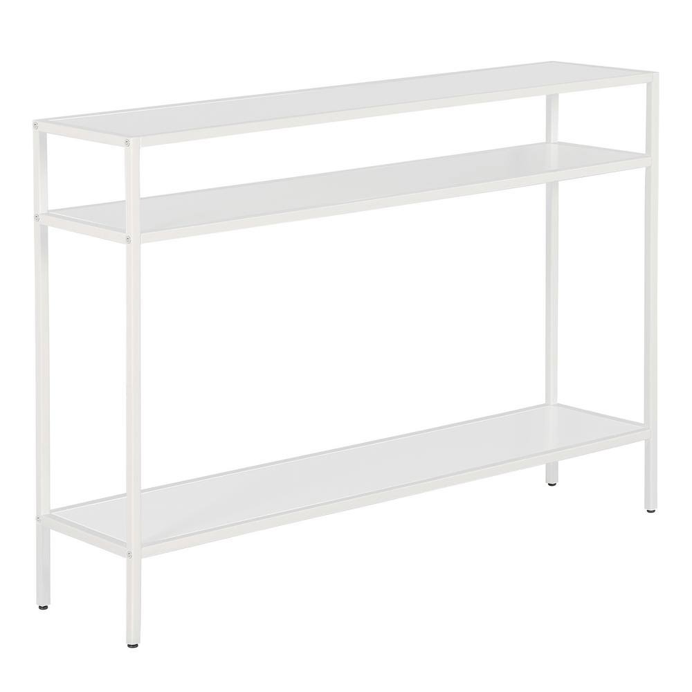 Matte White Console Table with Metal Shelves E12902