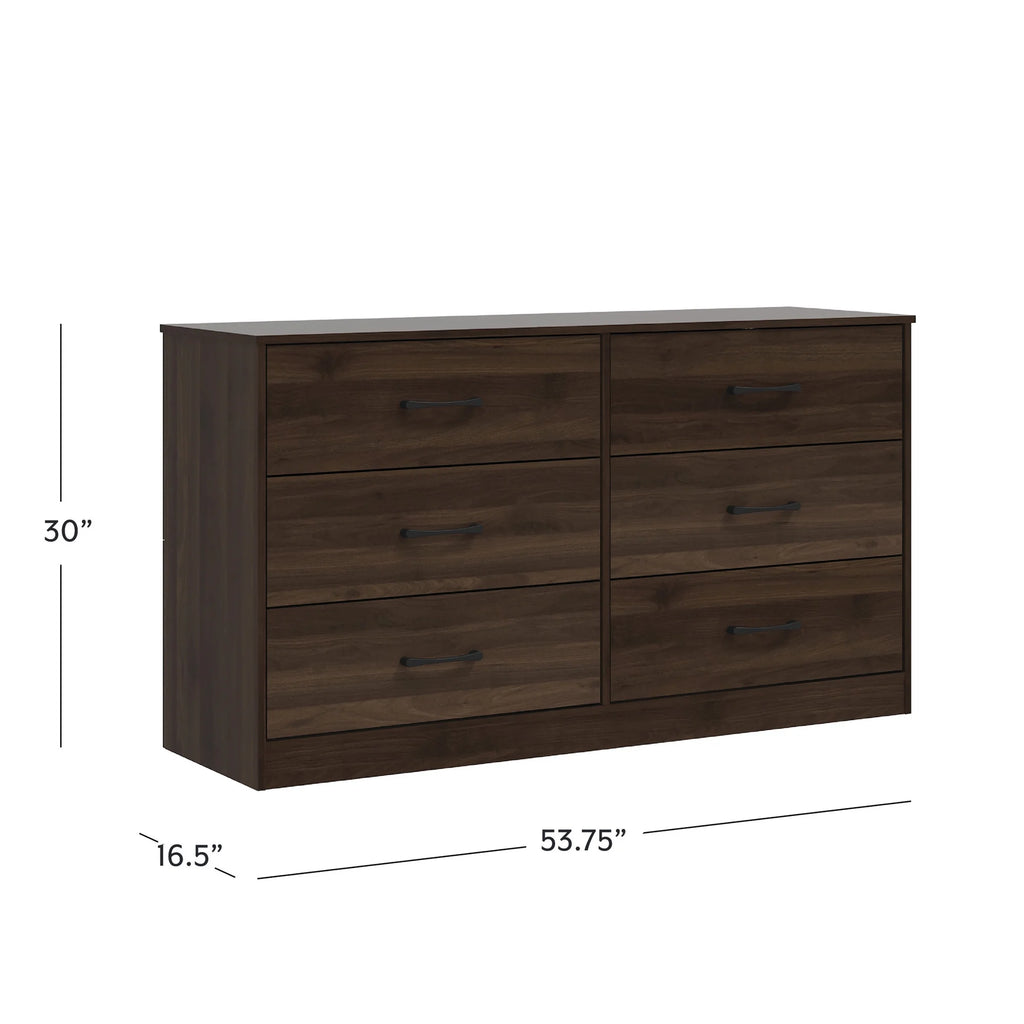 6 Drawer Dark Walnut Dresser B932
