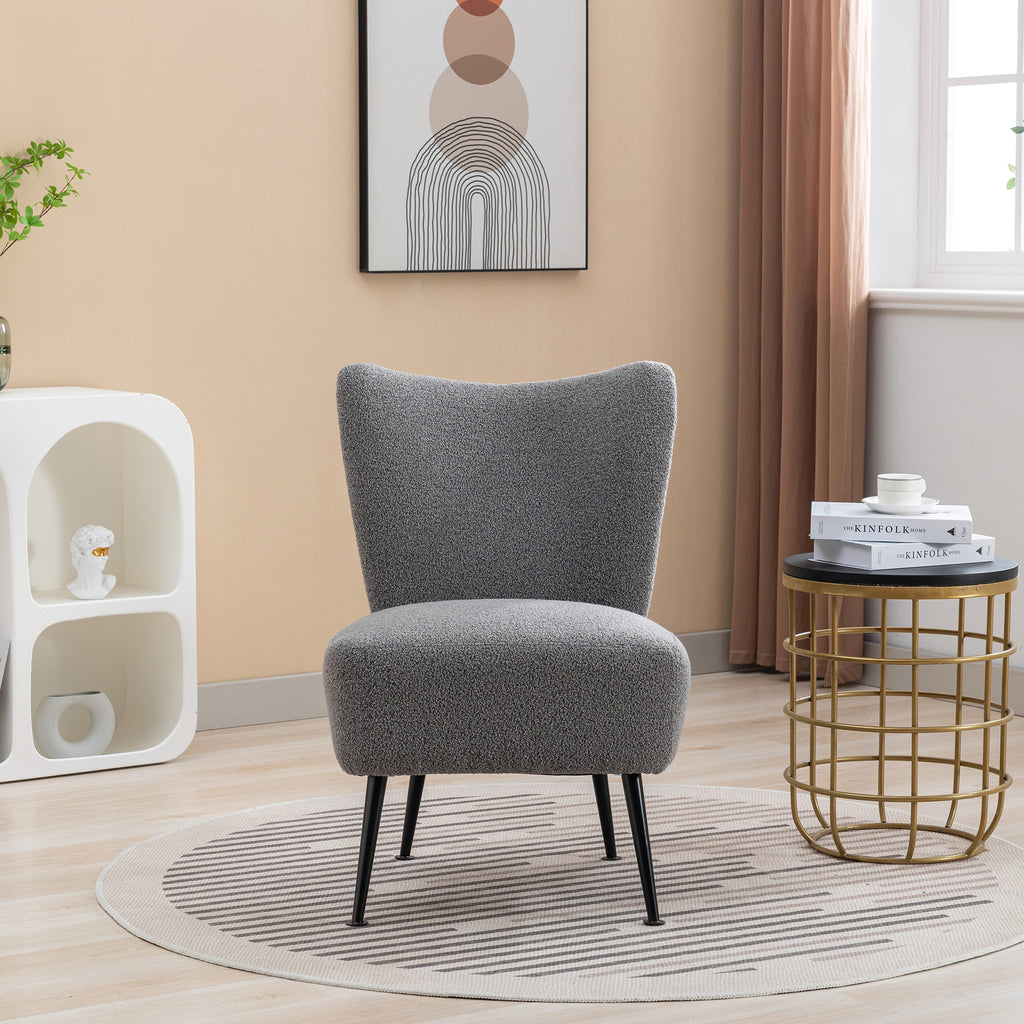 Gray Boucle Upholstered Armless Accent Chair K604902