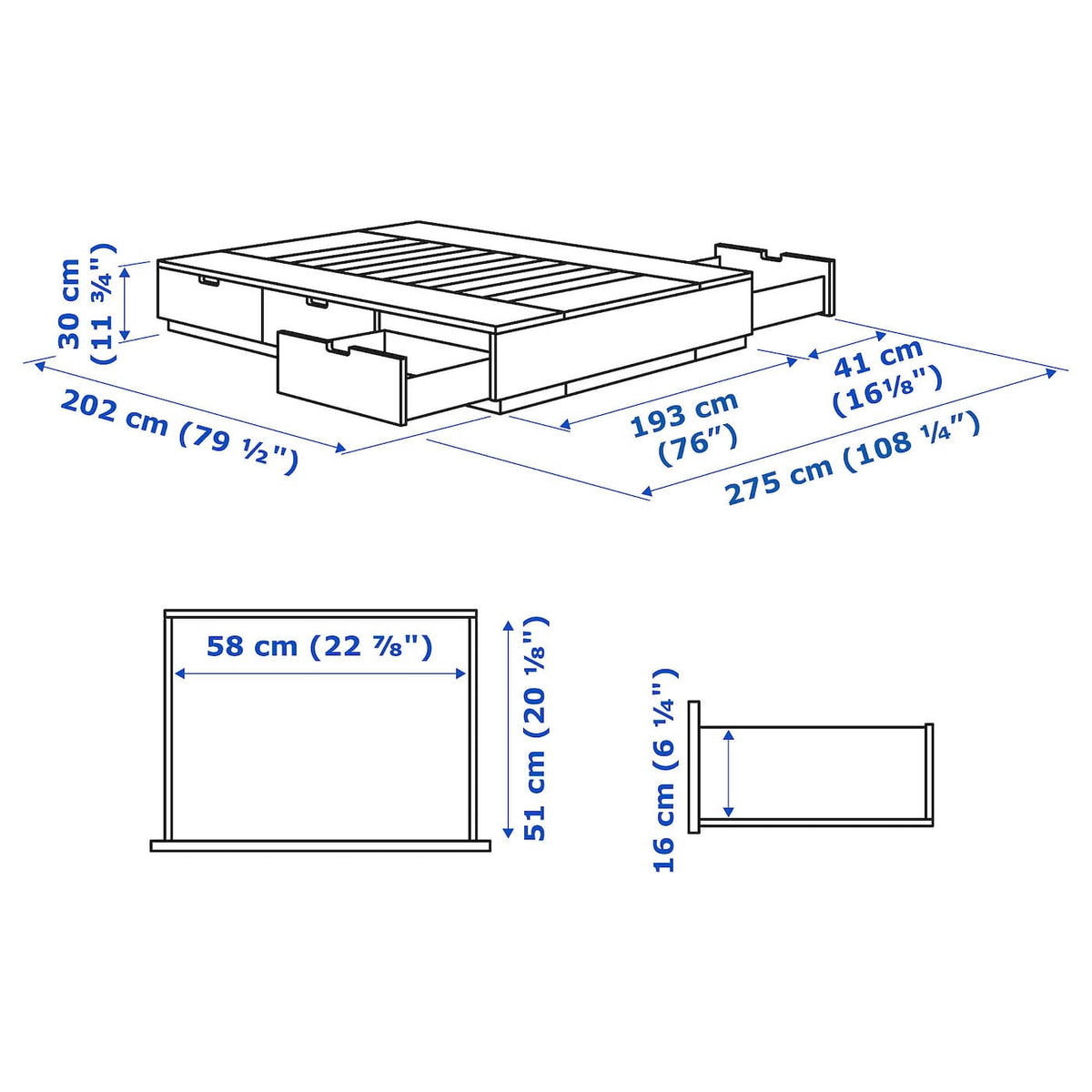 King Anthracite Bed Frame with Storage P9169