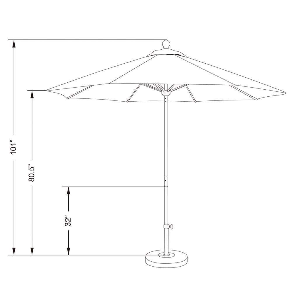 9' Fiberglass Market Umbrella Pulley Open Bronze L710