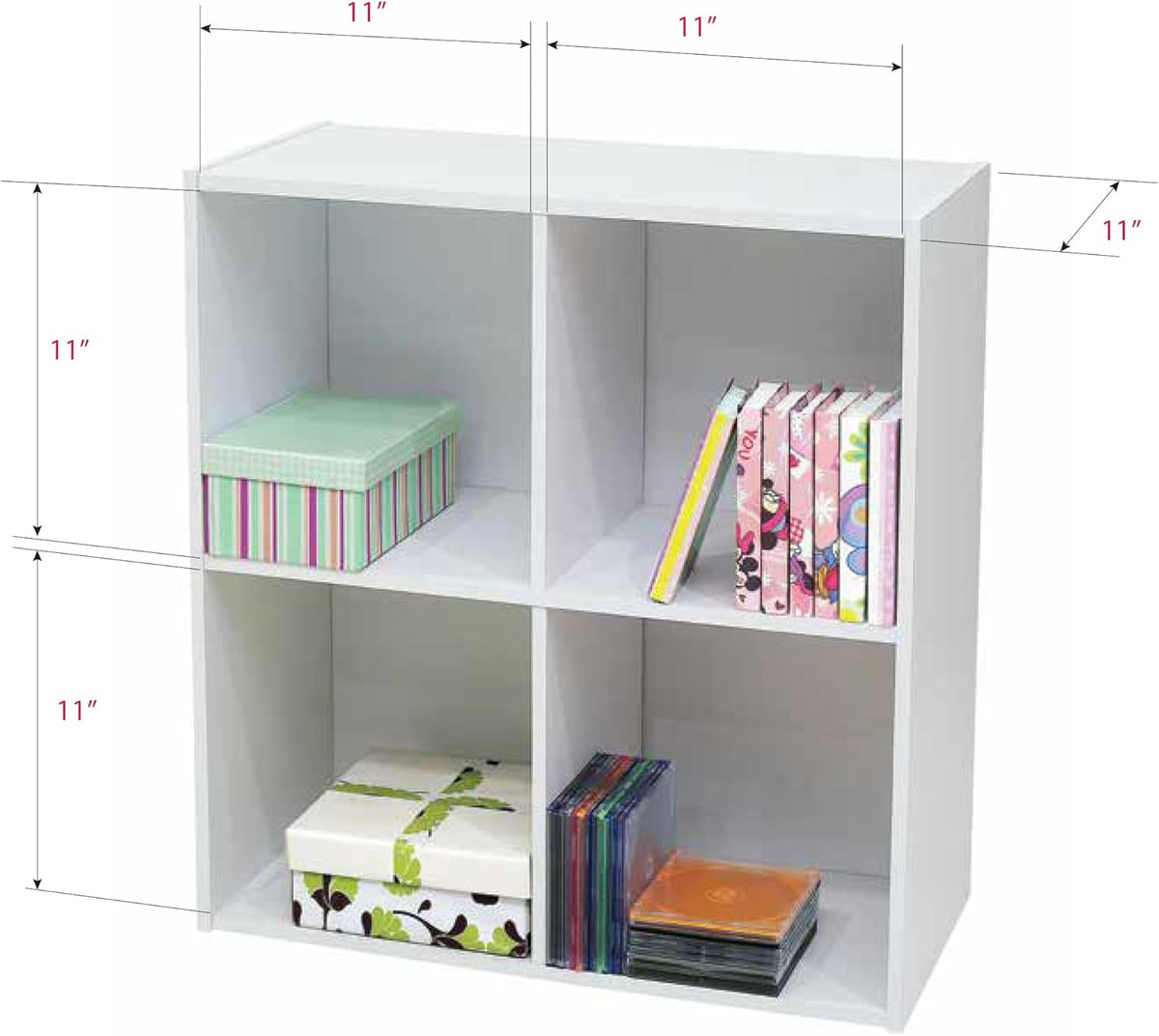 White 4-Cube Bookcase D36643