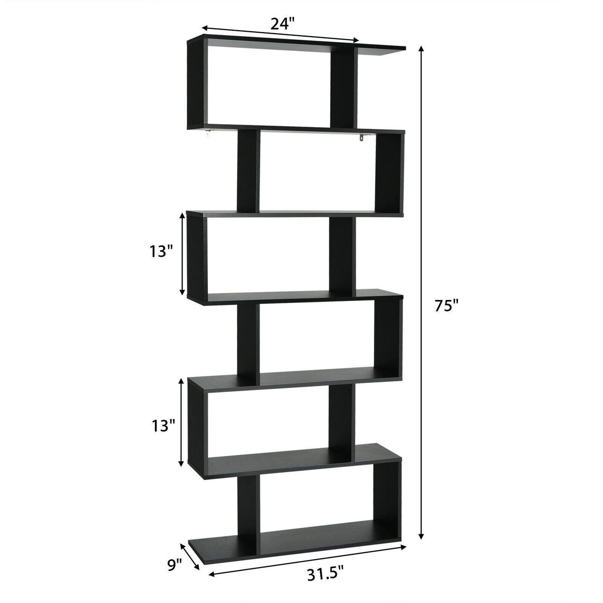 Black S-Shaped Bookshelf K209635