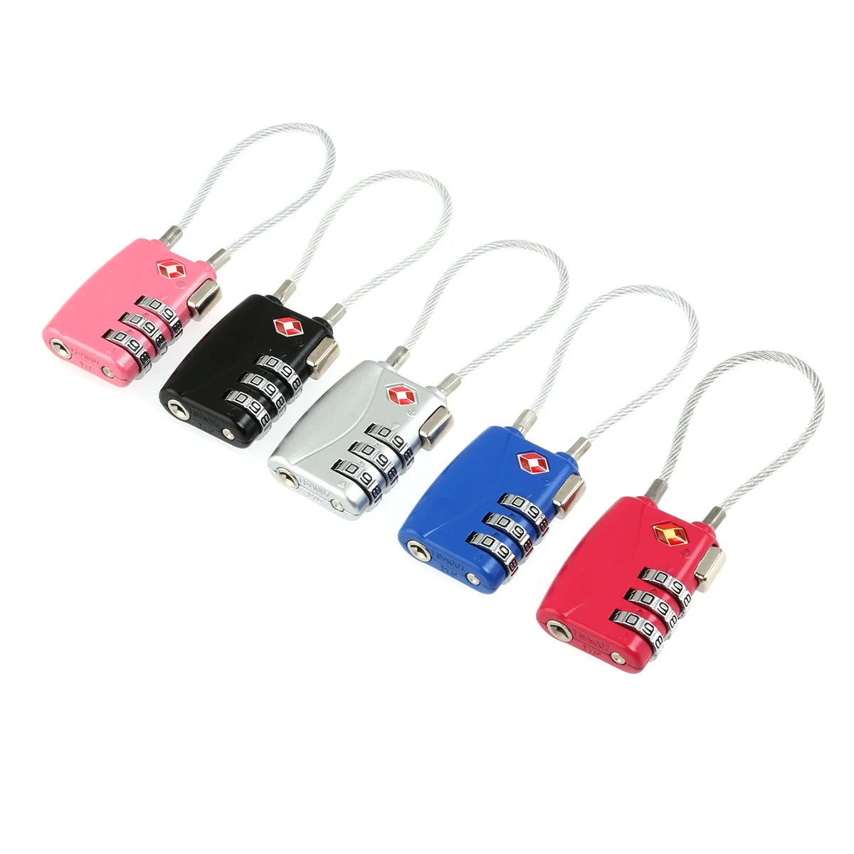 4pcs Portable TSA Approved Security Cable Luggage Lock Padlock (Black) N5187