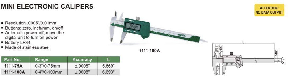 Mini Electronic Caliper, 0-75 mm W7148