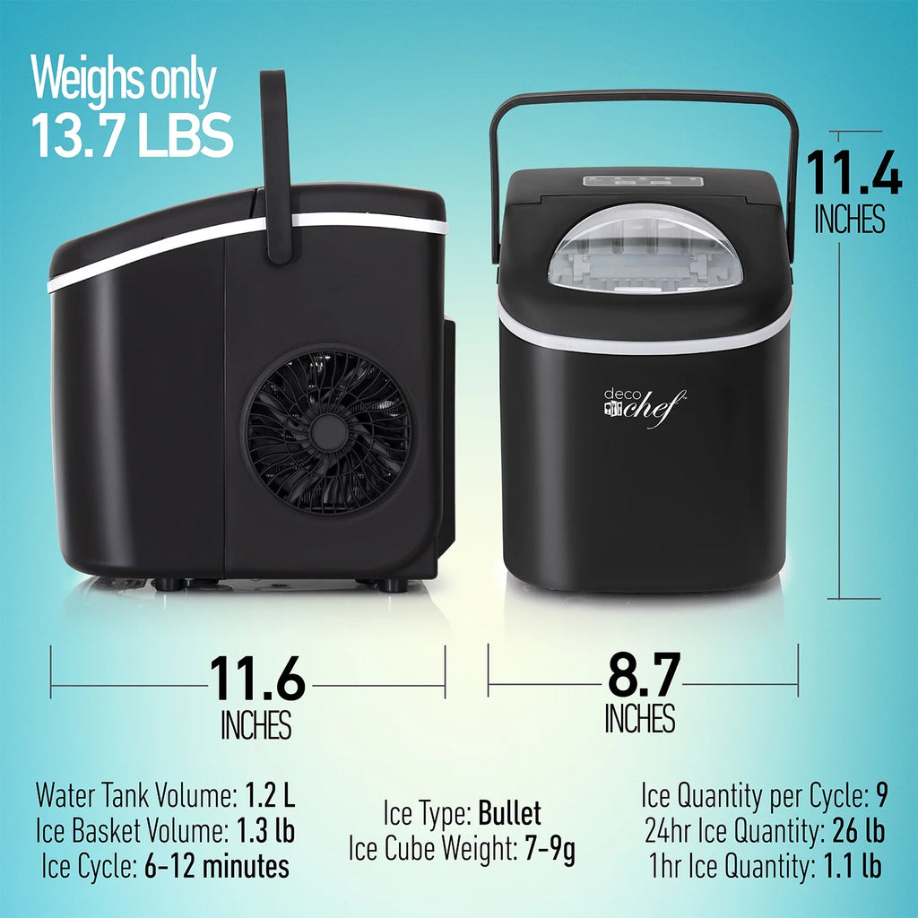 Compact Countertop Ice Maker, 26LBs in 24HRs, Black U7238