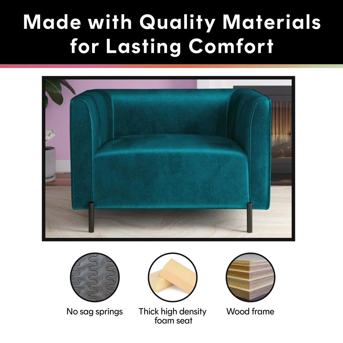 Emerald Green Velvet Upholstered Accent Chair and a Half H5366