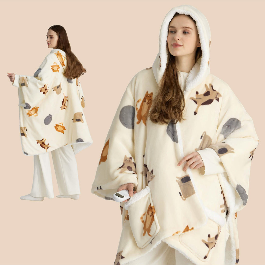 Heated Sherpa Fleece Blanket Hoodie Z306324