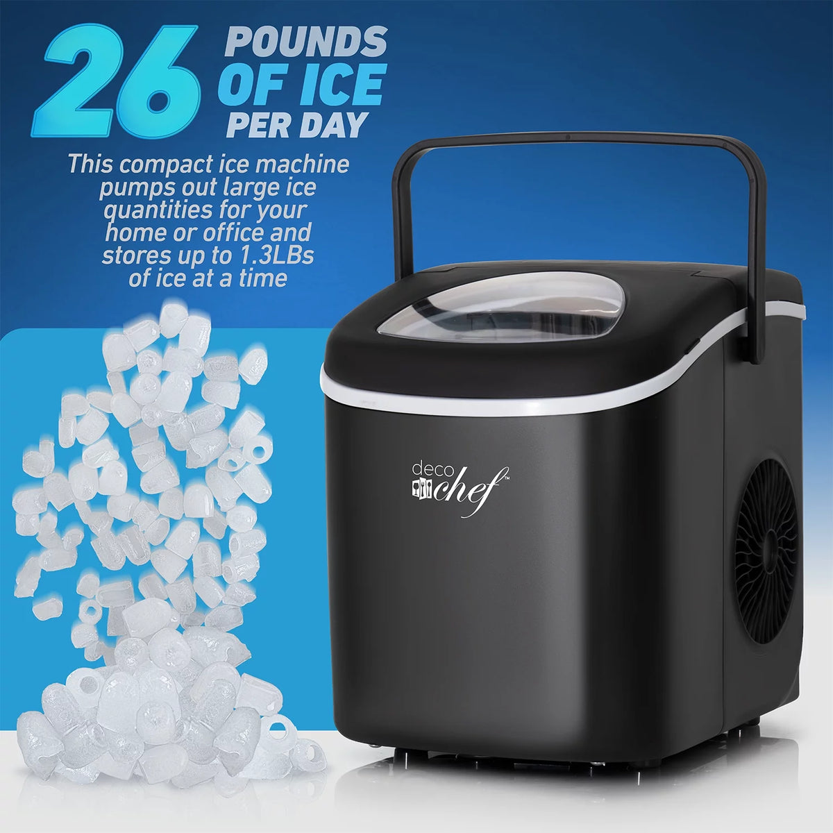 Compact Countertop Ice Maker, 26LBs in 24HRs, Black U7238