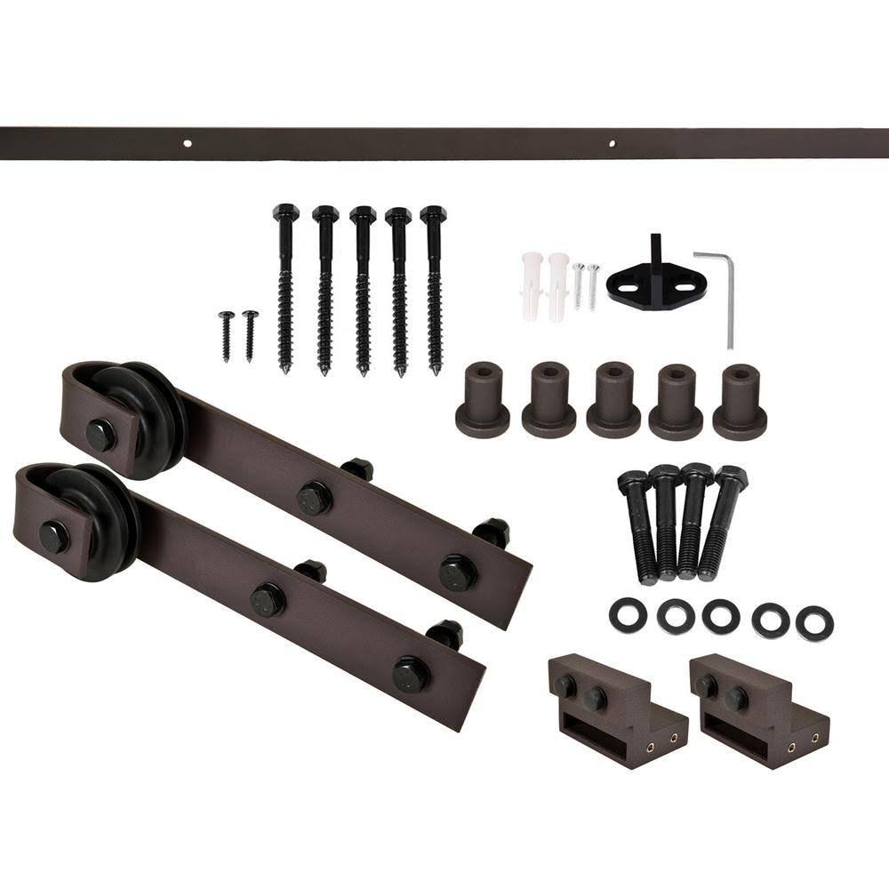 White Stained Wood Sliding Barn Door with Hardware Kit X7778