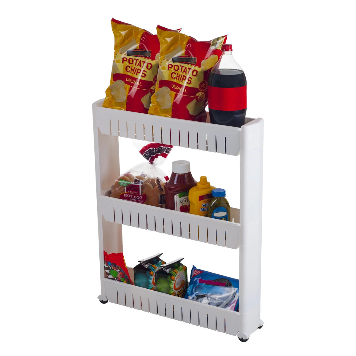 Portable Plastic Shelving Unit Organizer with 3 Storage Baskets U75445