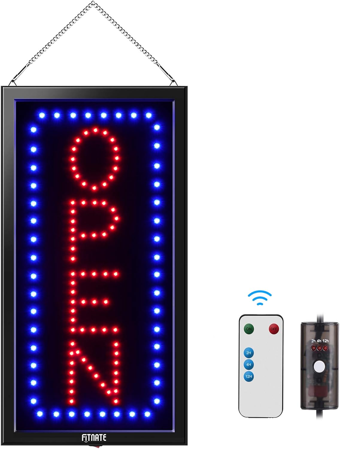 LED Open Sign with Remote, 19x10inches Ultra Bright Electric Light Up Sign T72484