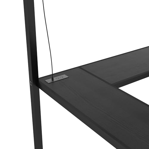 Full Size Black Metal Loft Bed with Desk and Wardrobe U342059