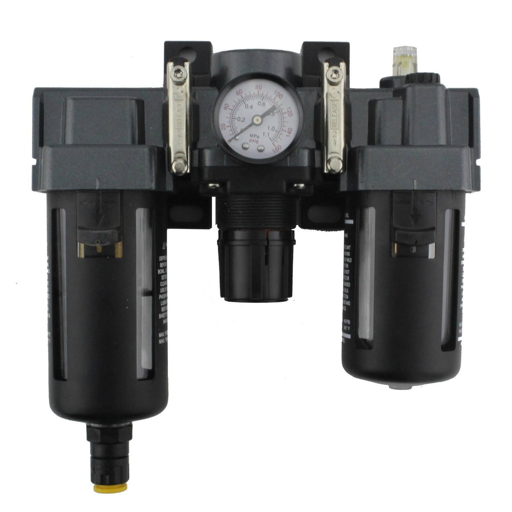 1/4 in. NPT Polycarbonate FRL Air Filter Regulator and Lubricator System P6113