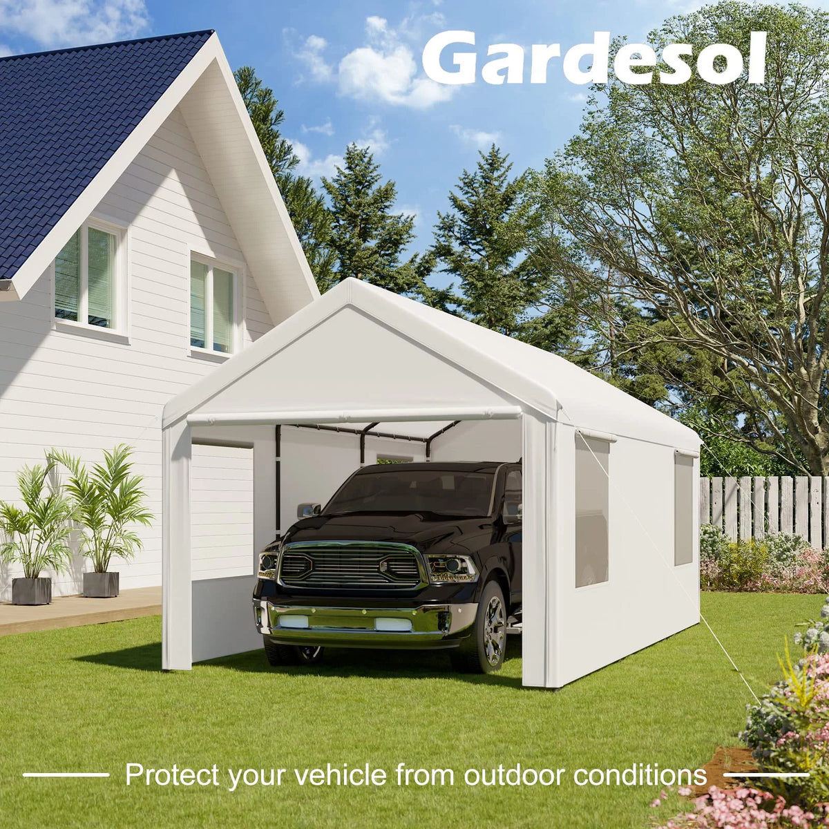 12'x20' Heavy Duty Carport with Removable Sidewalls & Doors O717