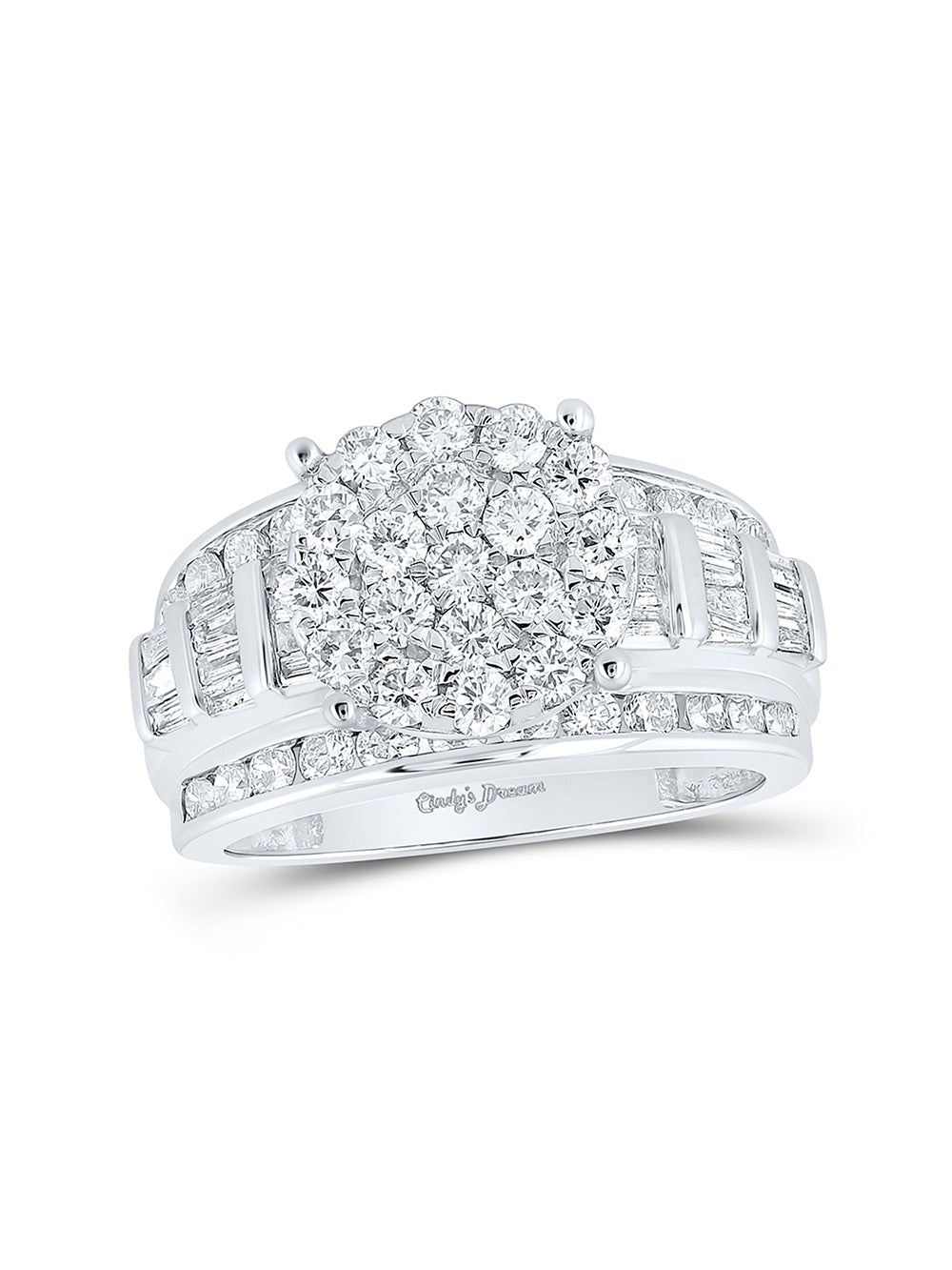 10kt White Gold Diamond Cluster Engagement Ring 2 Cttw H8769