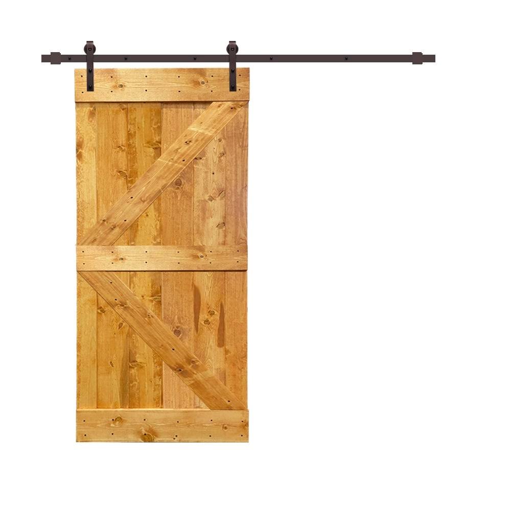 White Stained Wood Sliding Barn Door with Hardware Kit X7778
