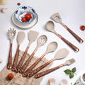 9pcs Silicone Kitchen Utensils Set with Brown Handle Q8771