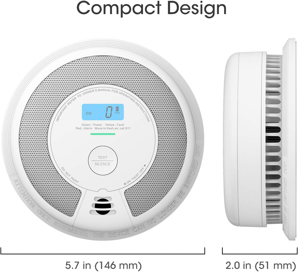 10-Year Battery Combination Smoke Carbon Monoxide Detector Alarm T103