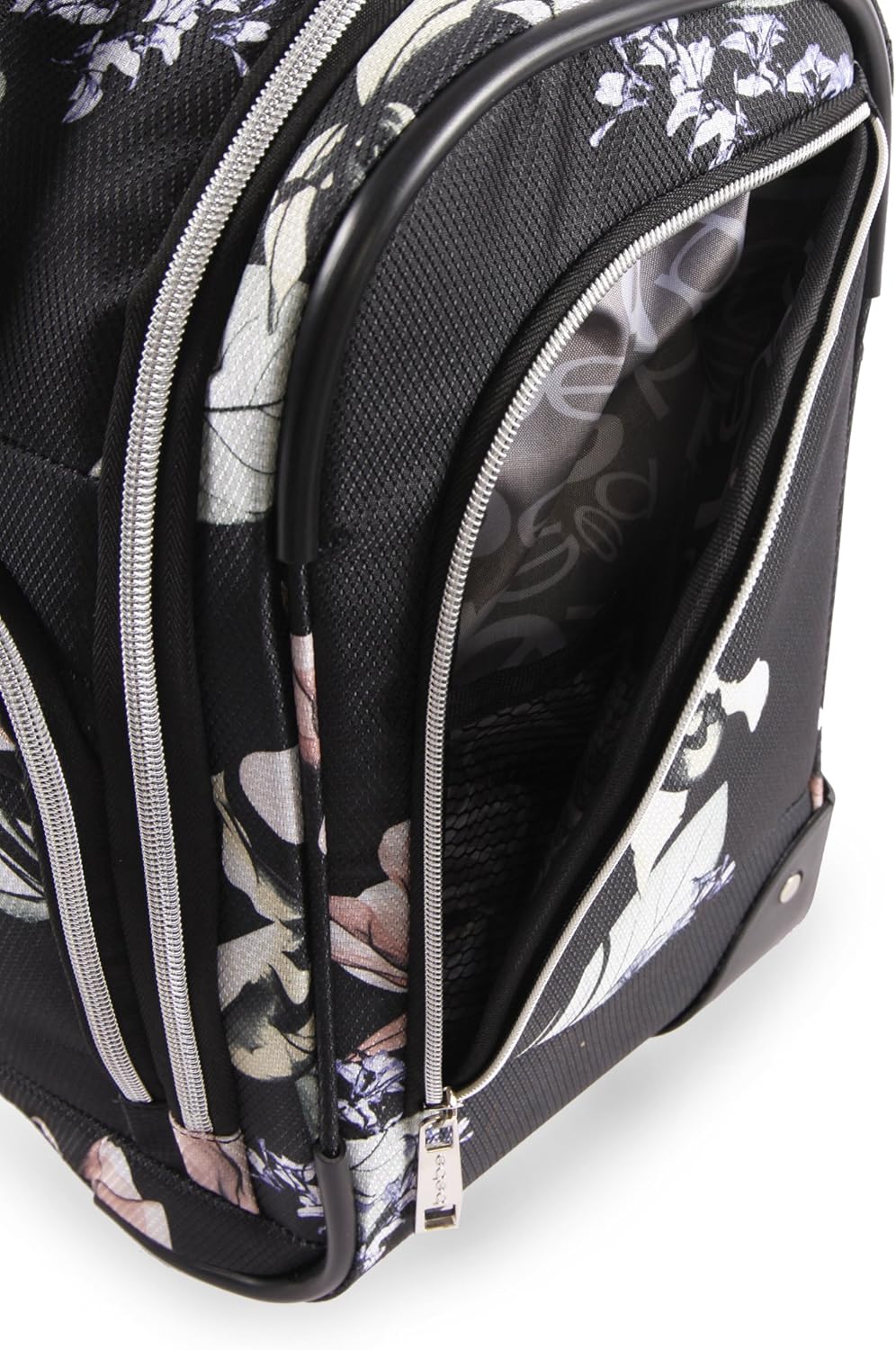Floral Black Wheeled Carry-on Bag J95908