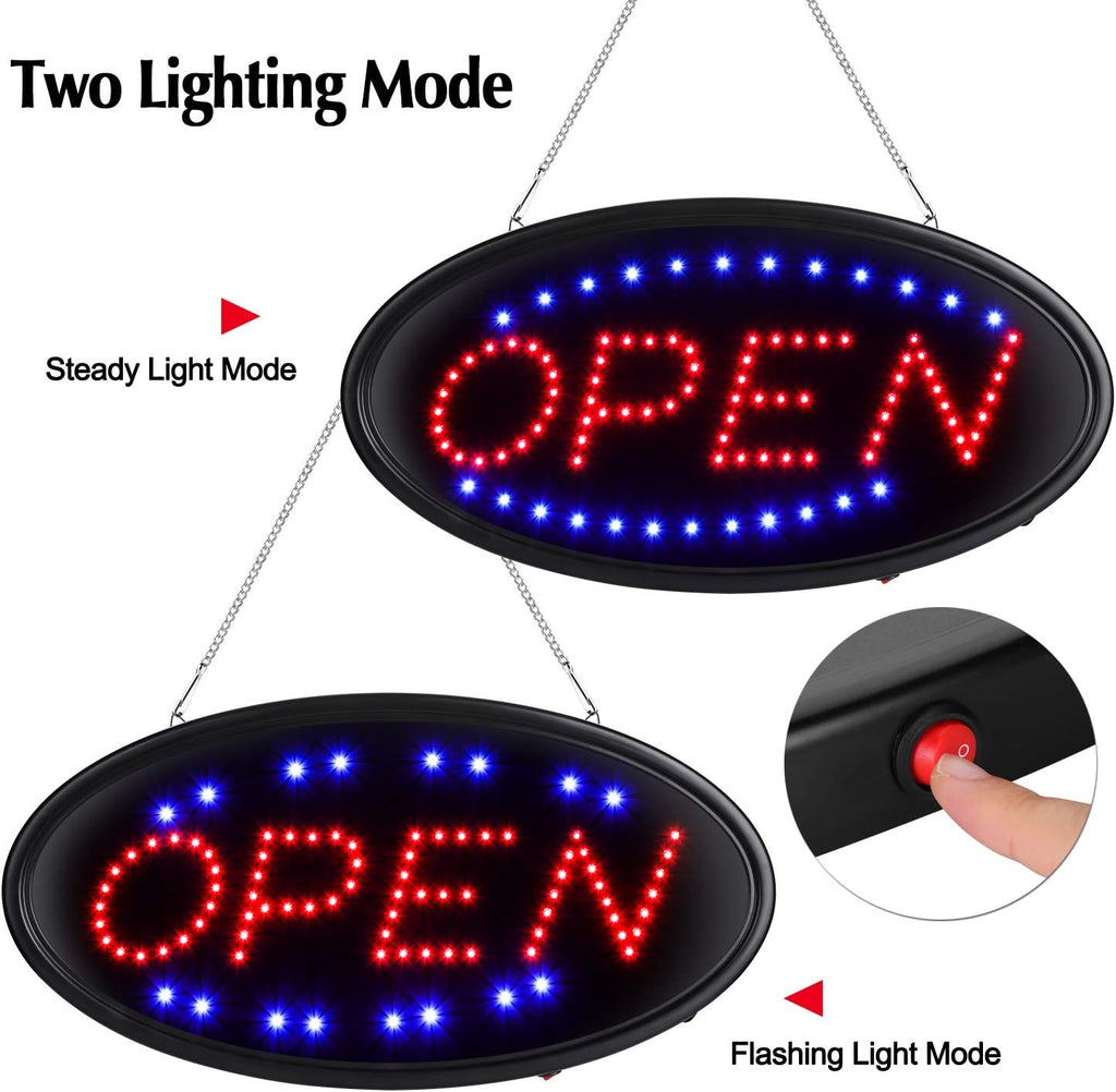 LED Open Sign with Remote, 19x10inches Ultra Bright Electric Light Up Sign T72484