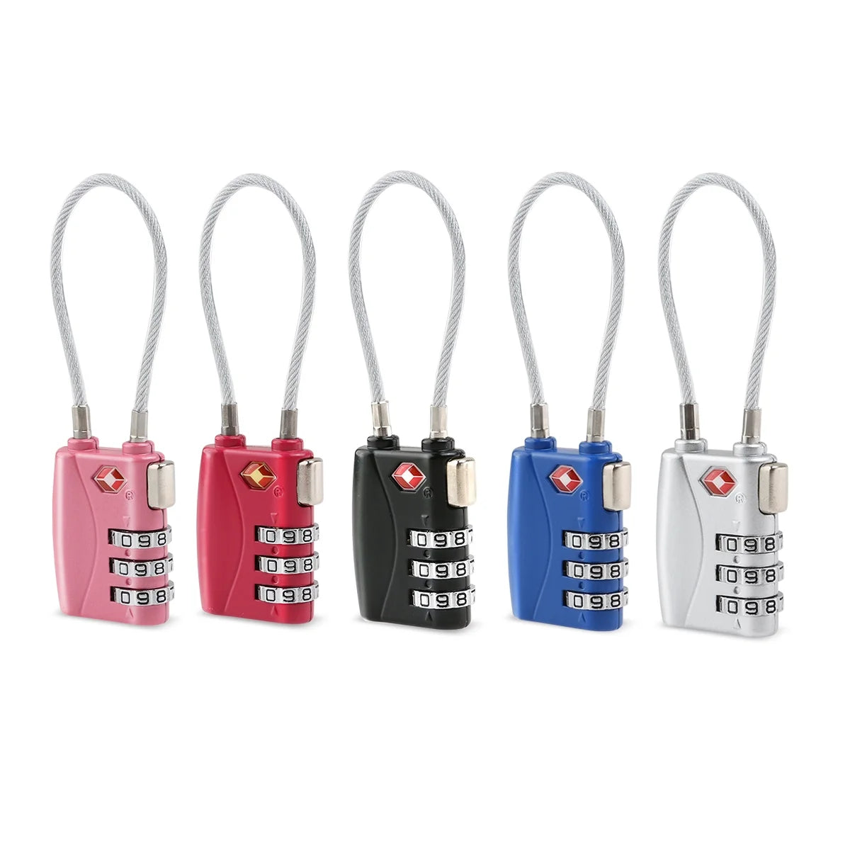 4pcs Portable TSA Approved Security Cable Luggage Lock Padlock (Black) N5187