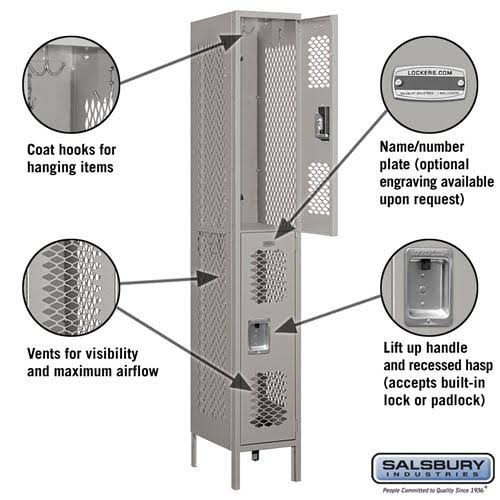 12x22 Wide Double Tier Vented Metal Locker J675