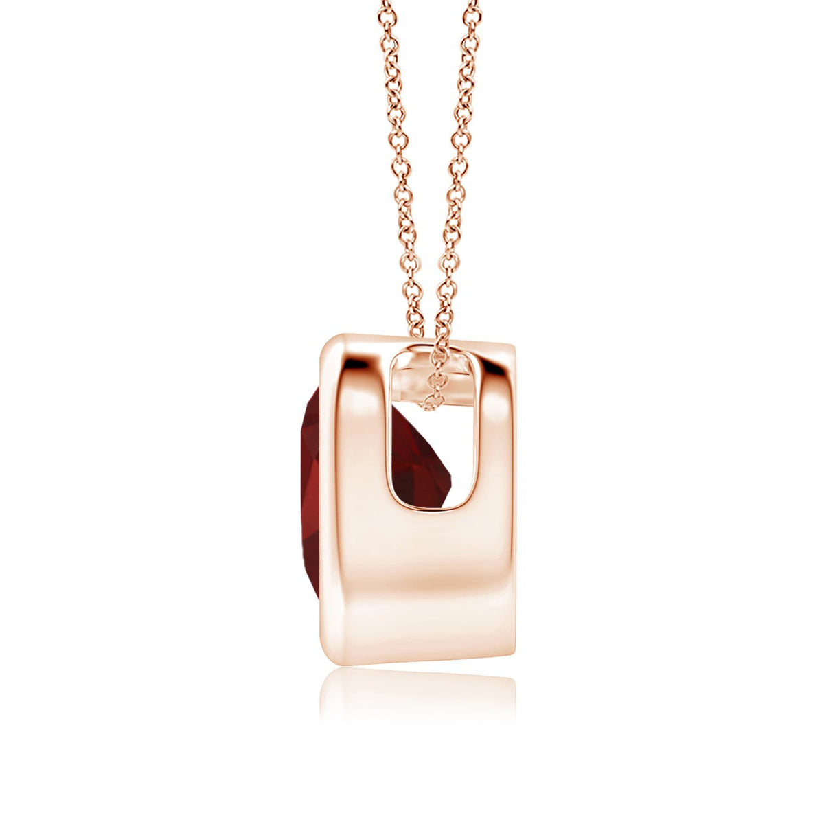 14K Rose Gold Garnet Heart Pendant Necklace P1910