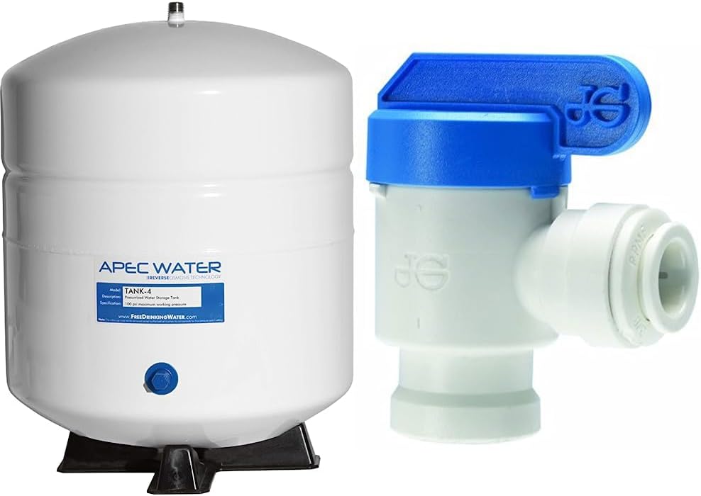4 Gallon Water Systems Tank and 3/8 Inch O.D. Tube Size x 1/4 Inch NPTF Speedfit to Female Shut Off Valve Bundle T599