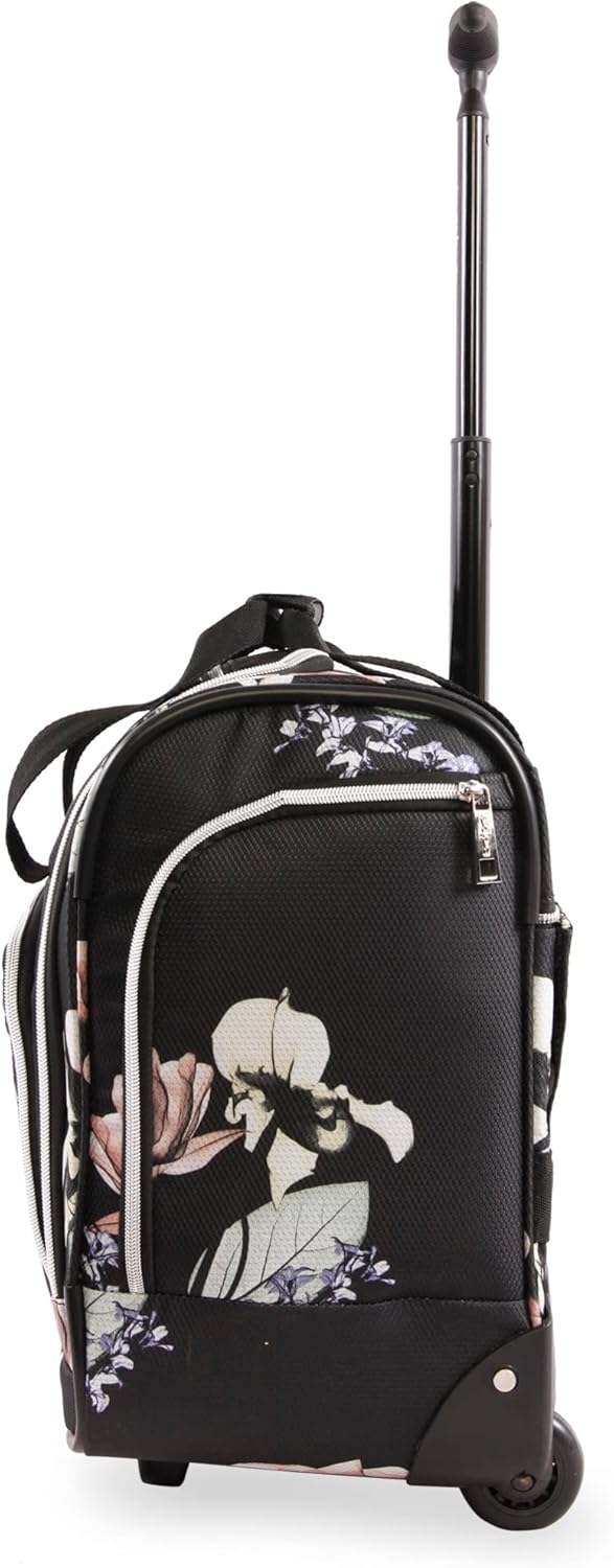 Floral Black Wheeled Carry-on Bag J95908