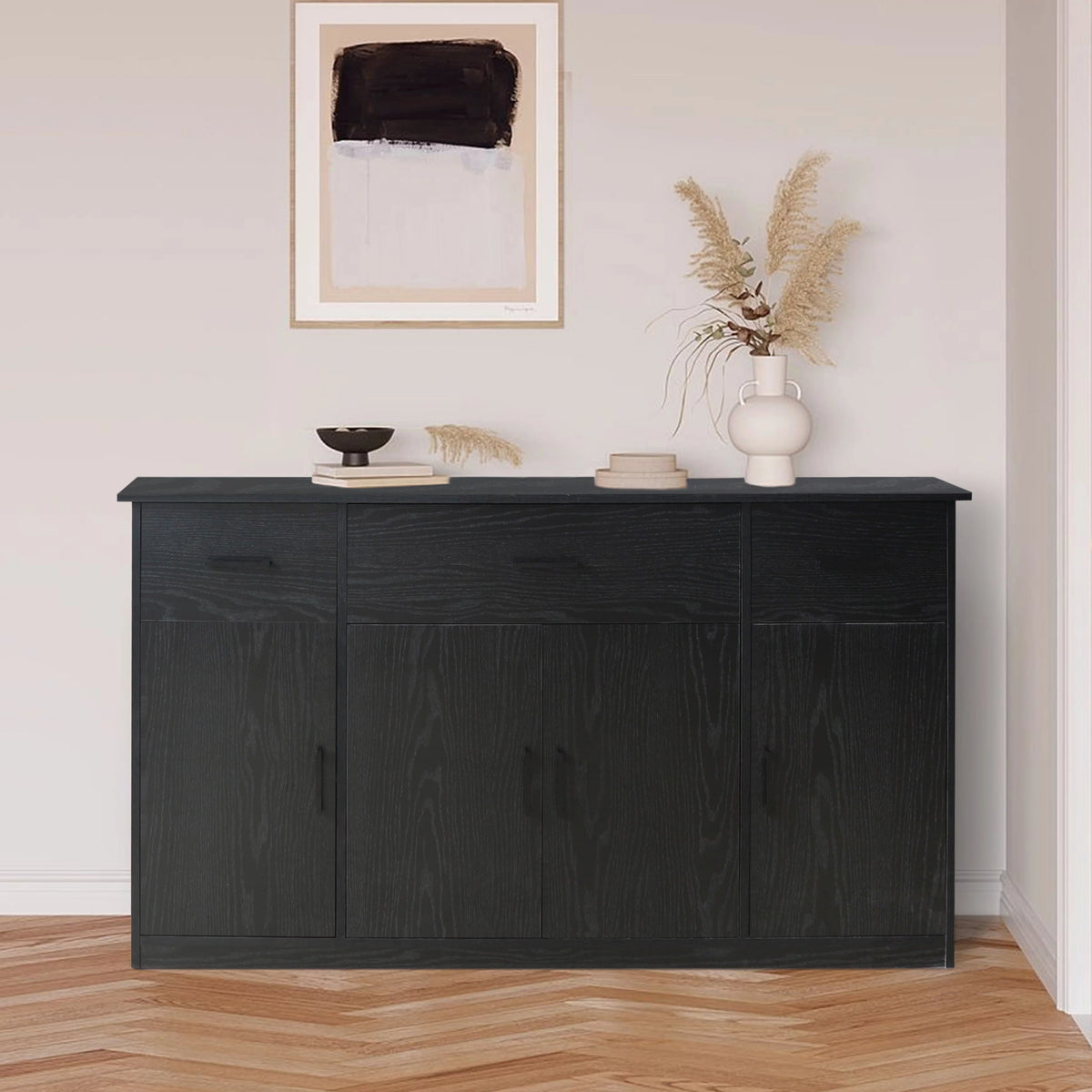 Black Sideboard Buffet Cabinet with 3 Drawers D244562
