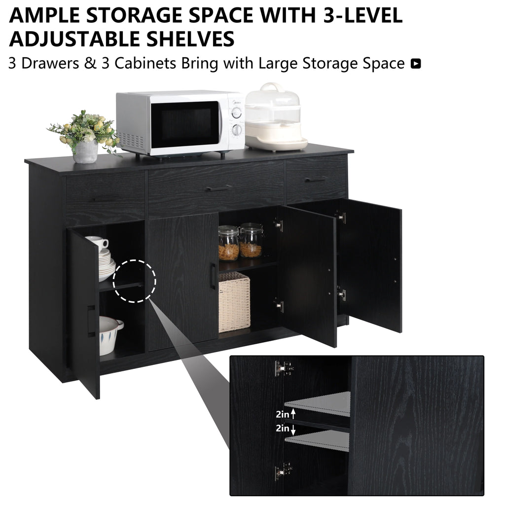 Black Sideboard Buffet Cabinet with 3 Drawers D244562