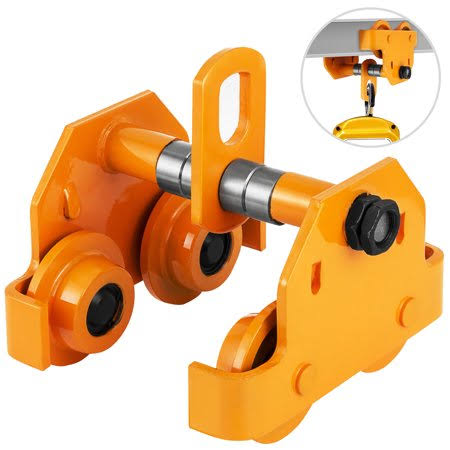 Heavy Duty Manual Trolley 2 Ton Capacity Plain Trolley 4000lbs Push Beam Track Roller Trolley Crane Lift Dual Wheels Garage Hoist for Straight W3231