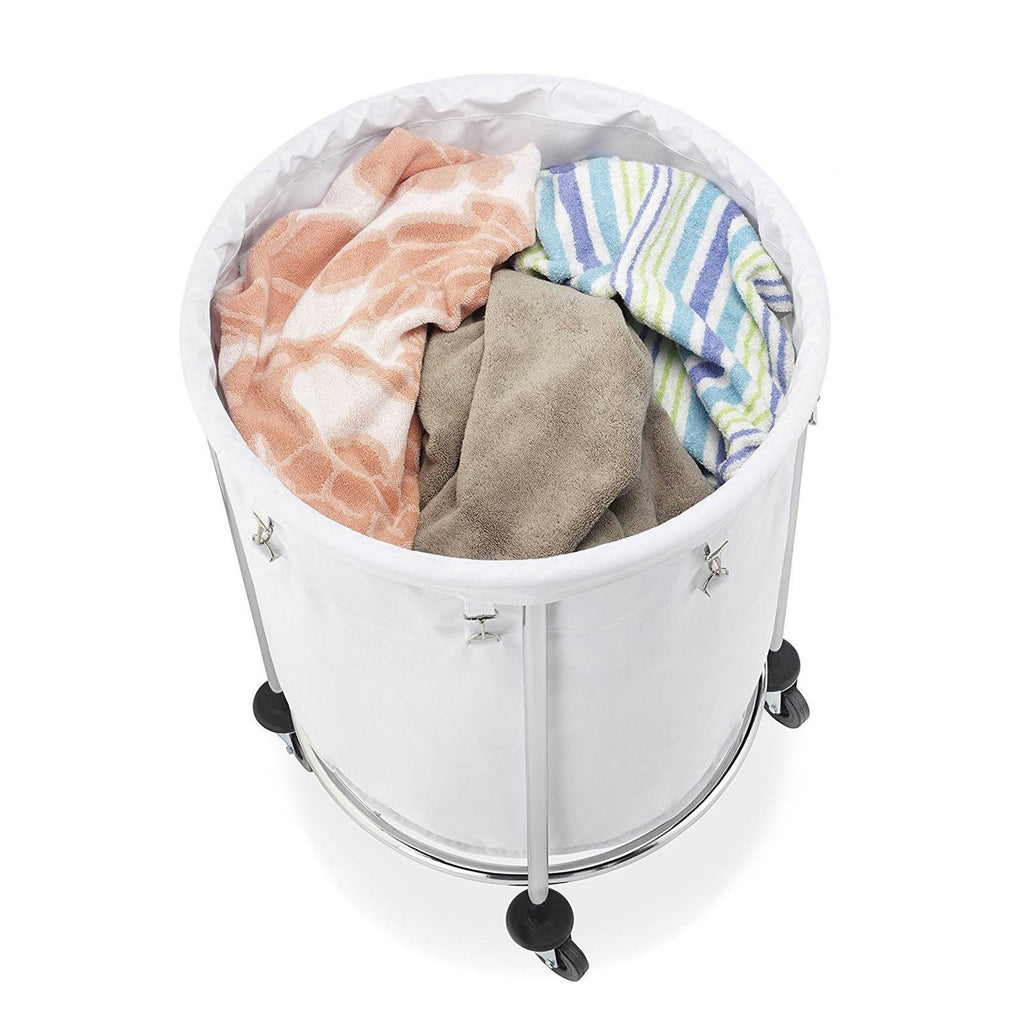 Chrome Round Laundry Hamper M27596