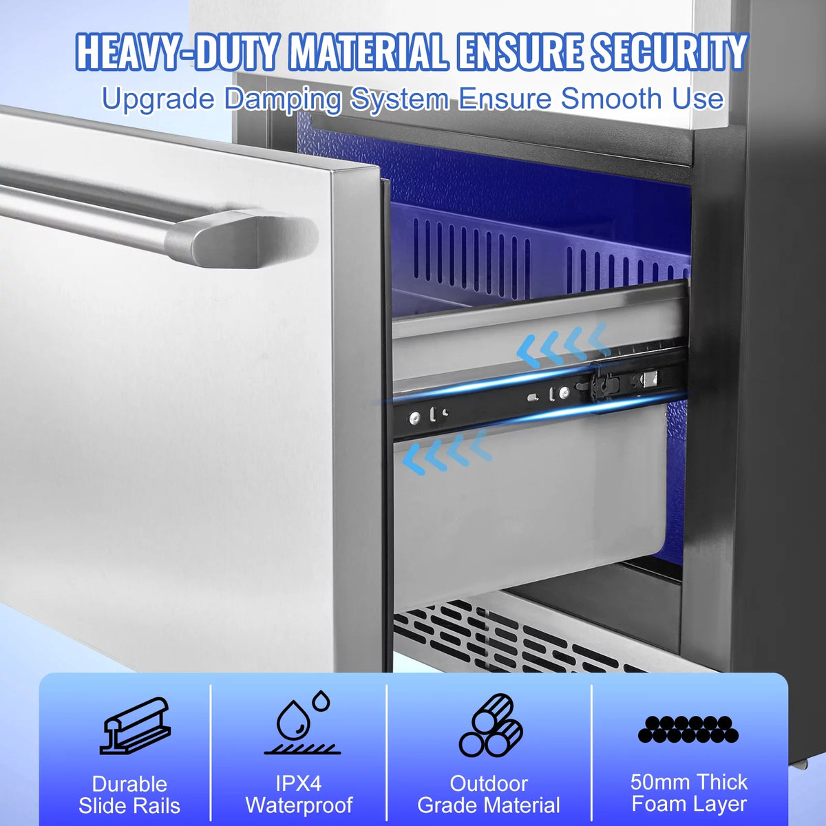 24 2 Drawer Stainless Steel Undercounter Refrigerator Q681
